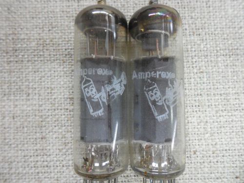 Pair 6BQ5 EL84 AMPEREX bugle boy tubes, test high, Made in Germany