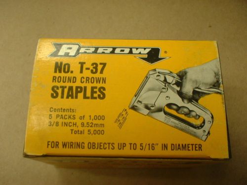 Box of 5000 ( 5 boxes of 1000 )  arrow t-37 t37  3/8&#034; ( 9.52mm ) staples box#5s for sale