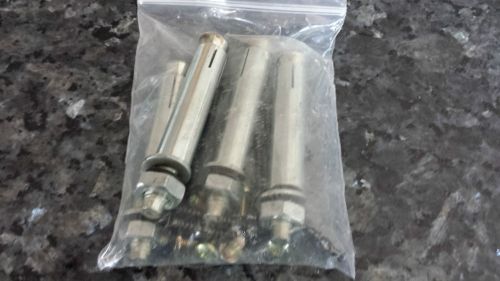 CONCRETE FLOOR ANCHORS (4) ANCHORS BOTS NUTS WASHER COMPLETE 2 7/8&#034; LENGTH