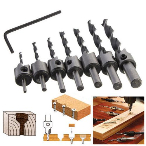 7pcs 3mm-10mm hss 5 flute countersink drill bit set carpentry reamer woodworking for sale