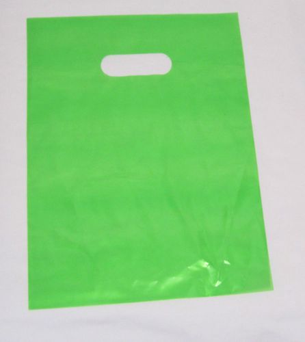 200   12&#034; x 15&#034; LIME-GREEN GLOSSY Low-Density Plastic Merchandise or Party Bags