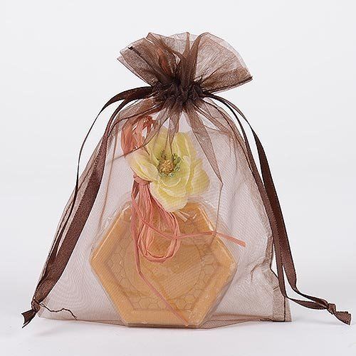 Organza Drawstring Gift Bag 8 x 12 inches 8&#034;x12&#034; Quantity of 10, Chocolate Brown