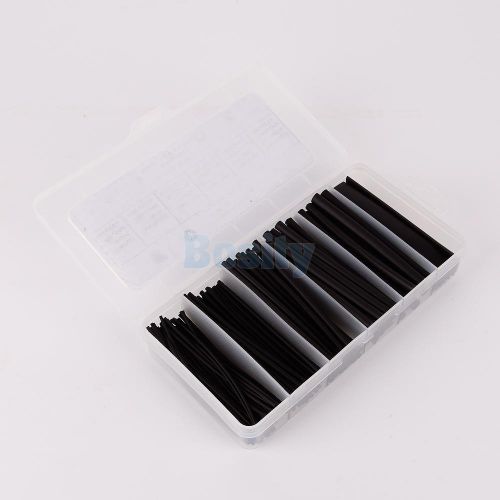 170pcs 2:1 Black PVC Heat Shrink Tubing Tube Sleeving Cable Wrap Wire 6 Size