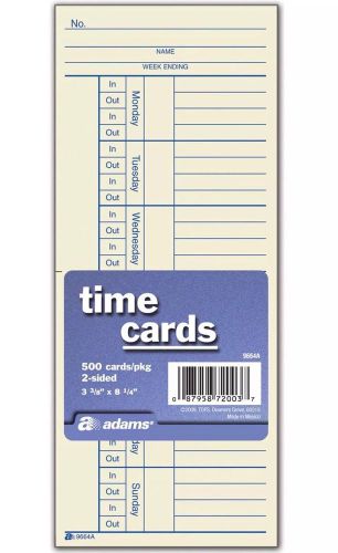 500 Adams 9664A 2 Sided Time Cards Employee Punch Payroll Amano Clock New Sealed