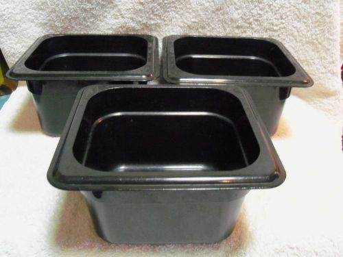 #3-Cambro-1/6x4&#034;=BLACK-USED-Great Condition=#3 in all.