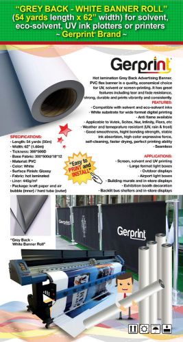 PREMIUM WHITE BANNER ROLL (54 Yards Length x 62&#034; Width) 440gsm *GLOSSY WHITE*