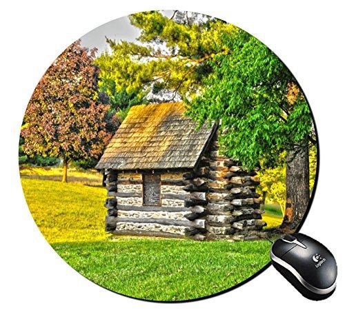 BlueBerry Design Mouse Pad Green Cabin Round Mousepad