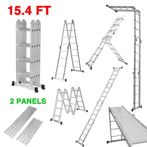 Finether 15.4 ft heavy duty multi-purpose extendable aluminum folding ladder for sale
