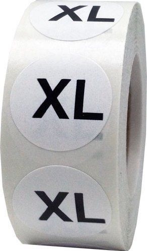 InStockLabels.com White Round Clothing Size Stickers XL - Extra Large Adhesive