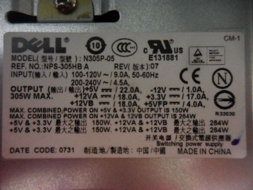 1 PC DELL N305P-05  POWER SUPPLIES AC