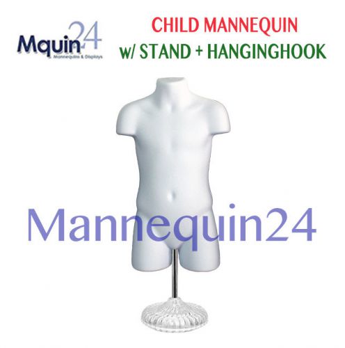 Child body mannequin form white w/acrylic stand adjustable up to 19&#034;-38&#034; +hanger for sale