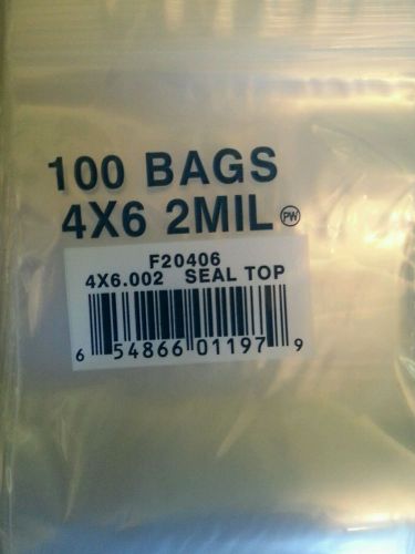 100 Bags 4 x 6 2ML Seal Top Bags F20406 - NEW