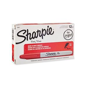 Sharpie permanent markers, fine point, red, pack of 12 for sale
