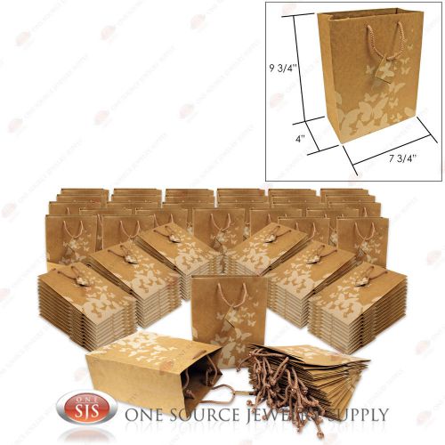 100 Kraft Butterfly Brown Paper Tote Gift Merchandise Bags 8&#034; x 5&#034; x 10&#034;H