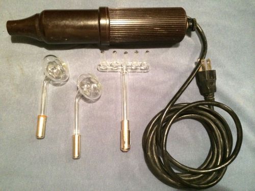 Vintage Electro Technic Healing Current Therapy Tesla Coil 3 Glass Attachments