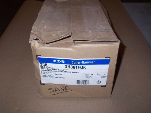 Cutler Hammer DH361FGK 30 amp 600v Fusible Safety Switch Disconnect New Ware