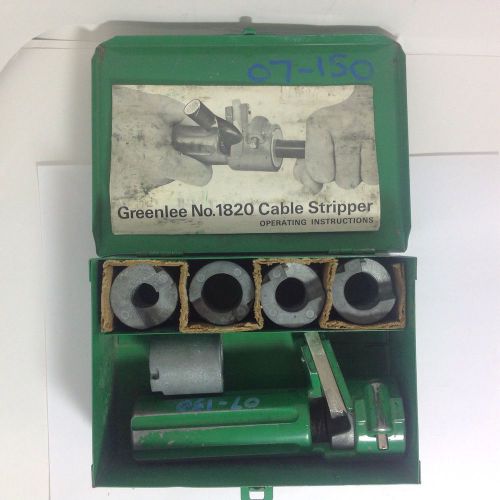 Greenlee No. 1820 Cable Stripper With 6 Dies / Bushings / Heads In Case
