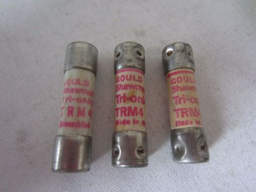 Lot of 3 Gould Shawmut TRM4 Fuses 4A 4 Amps Tested