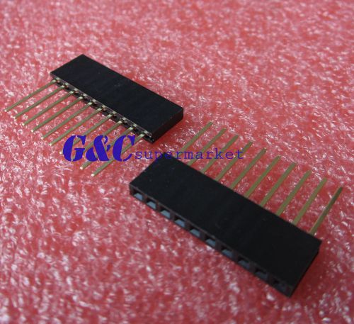100pcs 10pin 2.54 mm stackable 11mm long legs female header arduino shield j1 for sale