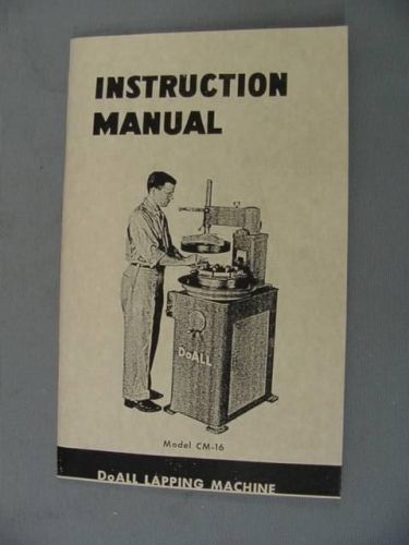 DoAll CM-16 Lapping Machine Handbook Instruction Manual
