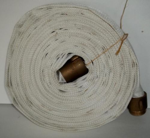 One 75 Ft. X 1.5&#034; NPSH Brass Coupled Thread Fire Hose UNUSED Good Condition