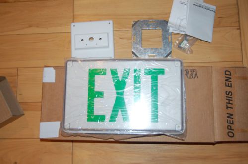 Lithonia GREEN LED WHITE Exit Sign Extreme All Conditions LV S W G 120/277 UM DL