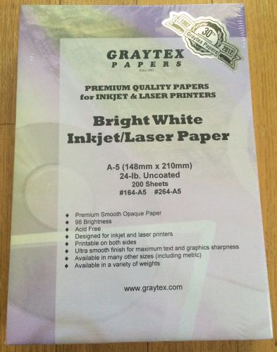 Graytex Premium Inkjet Laser Paper A5 24 Lb 200 Sheets 148mmx210mm