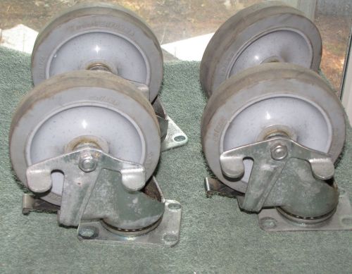 4 Colson Performa Casters Heavy Duty 5&#034; Wheels Swivel Plate with Brakes