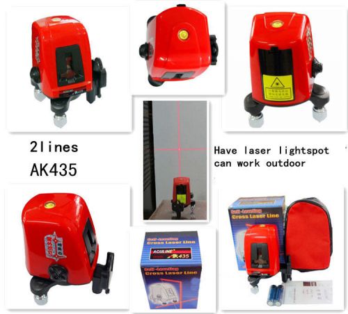 AK435 360 Degree Self-leveling Cross Laser Level Line Red 2 Line 1 Point Tool
