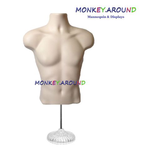 Male mannequin flesh body displays men clothing shirt tops hanging forms + stand for sale