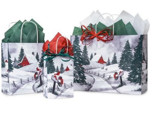125 Winter Scene Christmas Shopping Gift Bags Wholesale Holiday Packaging