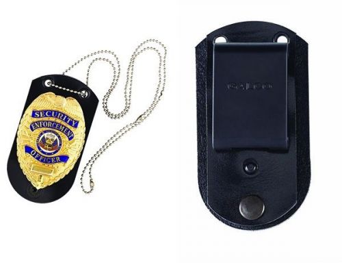 Galco bhshb black leather badge holder shield shape fits belt up to 1.75&#034; for sale