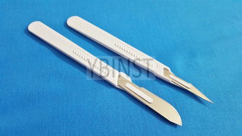 LOT OF 4 PCS DISPOSABLE STERILE SURGICAL SCALPELS #22 #11 WITH PLASTIC HANDLE