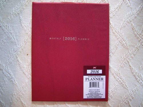 2016 RED MONTHLY PLANNER APPOINTMENT CALENDAR - ADDRESS BOOK APPROX.10&#034; X 7 3/4