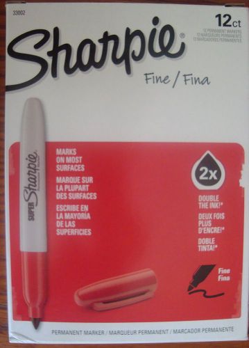 (12) NEW Super Sharpie - Red Ink - Fine Point - Permanent Marker 12 Pack 33002