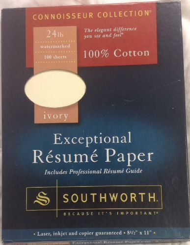 Southworth Exceptional Resume Paper Ivory 100% Cotton Watermarked 75+ Sheets