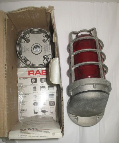 NIB Vaporproof VXBR100DG RAB Aluminum Gray Wet Location Red Glass Sconce Light