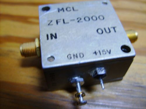 ZFL-2000 Minicircuits SMA 10-2000 MHz amplifier, 5  dB N.F. 20 dB gain, 15V