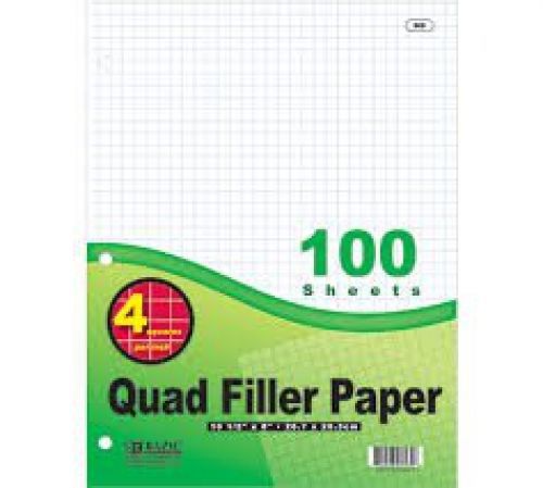 6 pk, bazic 4-1&#034; quad ruled filler paper 100 ct. per set for sale