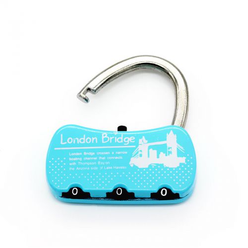Cute 3 Dial Digit Cartoon Suitcase Luggage Metal Code Password Lock Padlock Blue