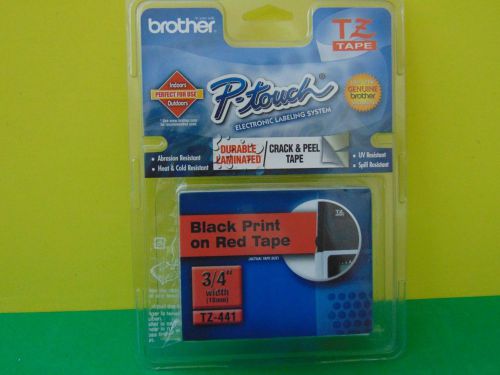 Genuine BROTHER P Touch TZ 441 0.75&#034; x 26.2&#039; Black on Red Tape New Sealed