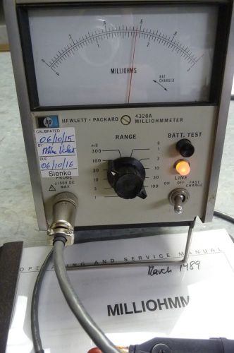 Agilent HP 4328A probe manual calibrated 3 test resistors battery impedance