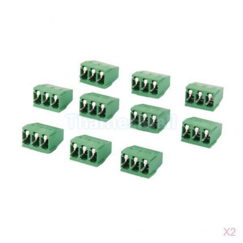 2x 10pcs 3pin plug-in terminal block dg128 screw pitch 5.08mm 300v/10a 20moh for sale