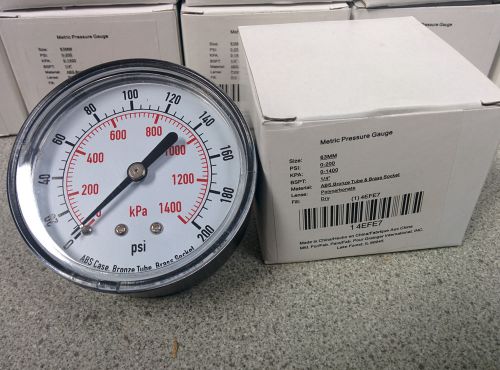 Grainger 4efe7 pressure gauge 0-200 psi 0-1400 kpa range 2 1/2&#034; dial size for sale
