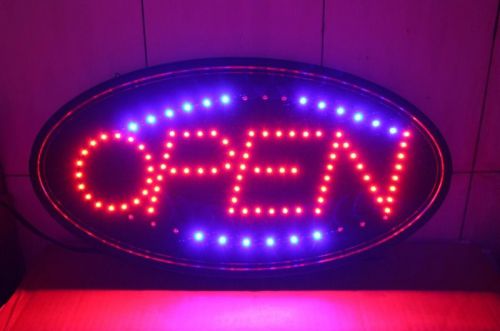 Open LED Sign Animated Oval Frame Neon Light Business Blue Running P166