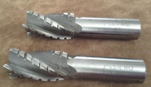 Set of two 1&#034; x 3/4&#034; m42 roughing end mill l.5.441 1&#034; shank for sale