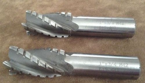 Set Of Two 1&#034; X 3/4&#034; M42 ROUGHING END MILL L.5.441 1&#034; SHANK
