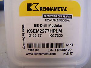 Kennametal KSEM replaceable carbide drill tip KSEM2277HPLM,  NEW