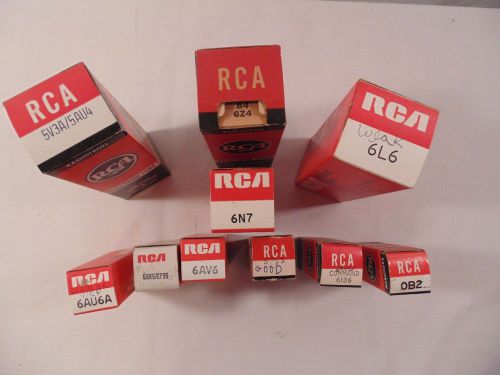 RCA Vintage Vacuum Tubes Lot of 10 6AV6 6N7 OB2 6136 5763 6AU6A 6L6 846Z4