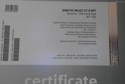 Siemens software   Simatic WinCC  v.7.0 SP1 RT 128  6AV6381-2BC07-0AX0